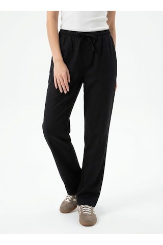 Straight Fit Kadın Pantolon Siyah