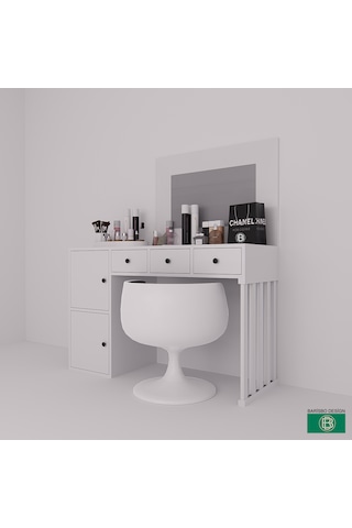 Makyaj Masası Çekmeceli Ve Kapaklı Beyaz Geniş Depolama Alanlı