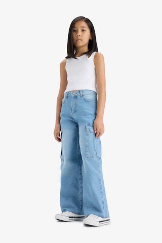 Defacto Kız Çocuk Wide Leg Kargo Geniş Paça Jean Pantolon E5878a825aunm39 Mavi