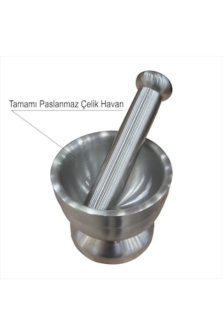 Tamamı Krom Paslanmaz Çelik Kir Tutmaz Sarımsak Baharat Tohum Ezici Havan Dibek Tokmak
