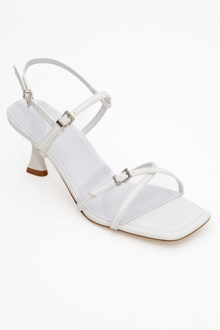 Luvishoes Luvi Shoes Nebel Beyaz Cilt Kadın Topuklu Ayakkabı Beyaz