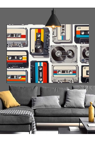 Eski Kasetçalar Ve Müzik Setleri Dekoratif Kanvas - Mdf Ahşap Tablo