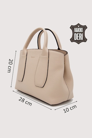 Hakiki Deri Kadın El Çantası Pudra Smr9226 Pudra