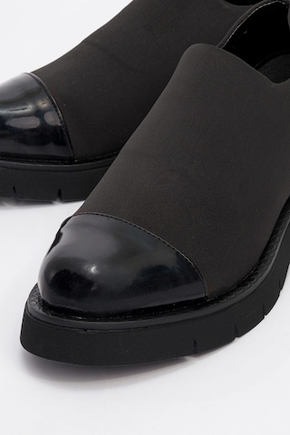 Luvishoes Luvi Shoes Panola Siyah Rugan Scuba Kadın Günlük Ayakkabı Siyah Rugan