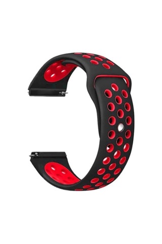 - Siyah Kırmızı Gear S3 22mm Krd-02 İle Uyumlu Silikon Kordon