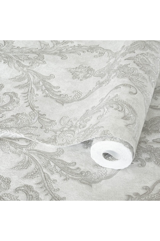 Adawall Ancient Petal Design Wallpaper Zengin Damask Desen Rococo 1303-1/15 Gri, Krem 1.06x15.6m - 16.5m² Çok Renkli