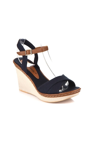 Fox Shoes Lacivert Kadın Dolgu Topuklu Ayakkabı 9674040205