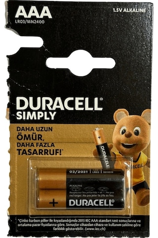 Duracell 1,5v Aaa Lr03/mn2400 İnce Pil Sekizli Paket
