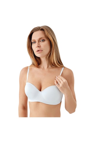 New Bra Newbra Lingerie 7045 Kadın Desteksiz C Cup Dantelli Sutyen Beyaz