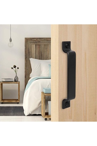 Sürgülü Kapı Kolu Masif Siyah Çelik Kapı Kolu Siyah Sürgülü Kapı Çekme Kolu