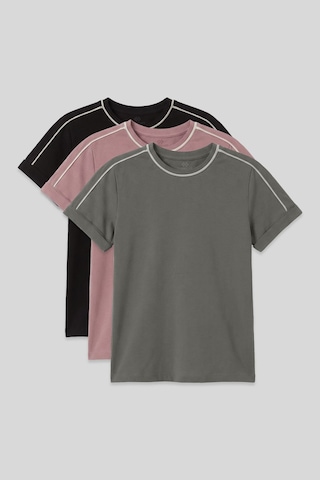 Standart Fit O Yaka 3lü Paket Siyah-haki-gül Kurusu Kız Çocuk T-shirt - 75177 Siyah-haki-gül Kurusu