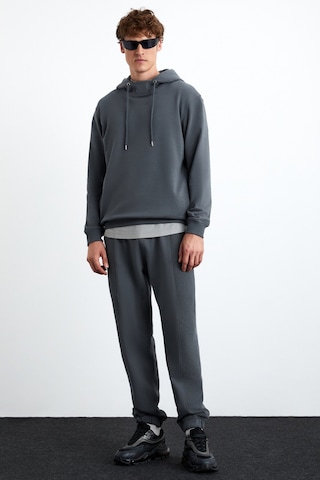 Grımelange Alessıo Erkek %100 Pamuk Kapüşonlu Kordon Detaylı Oversize Fit Gri Sweatshirt Gri