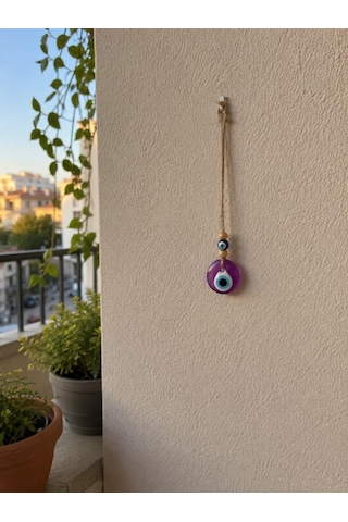 Nazar Boncuğu Dikiz Aynası Süsü Pembe Renkli 4 Cm Duvar Süsü El Yapımı Cam Kapı Süsü Araba