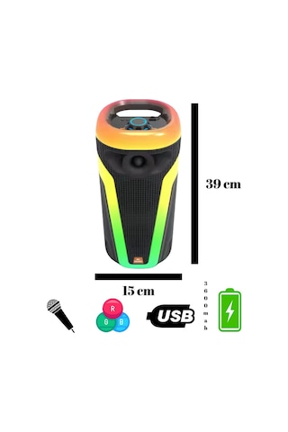 Hepu Hp-113 5w Mikrofonlu Rgb Led Kablosuz Bluetooth Hoparlör