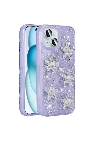 Zore Apple Uyumlu iPhone 14 Kılıf Airbagli Simli Arka Yüzey Işıltı Silikon Kapak - Pembe Pembe