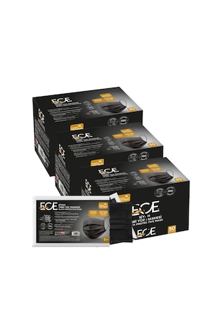Ece Full Ultrasonik Tek Tek Paketli Meltblownlu Maske 150 Adet Siyah