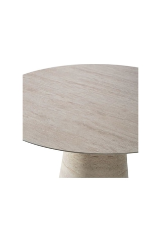 Lucca Yuvarlak Traverten Masa, Konik 120x120 Traverten