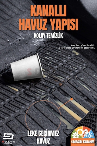 S-dizayn Kia Rio 3d Pro Havuzlu Paspas 2017-2023 A+ Kalite