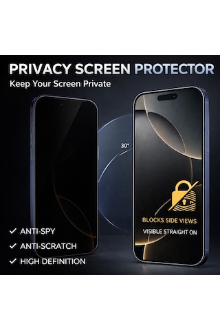 Apple Uyumlu iPhone 16 Hayalet Ekran Koruyucu Gizli Privacy