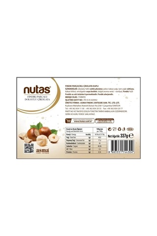 Nutas Fındık Parçalı Dolgulu Çikolata 45'li - 337 G