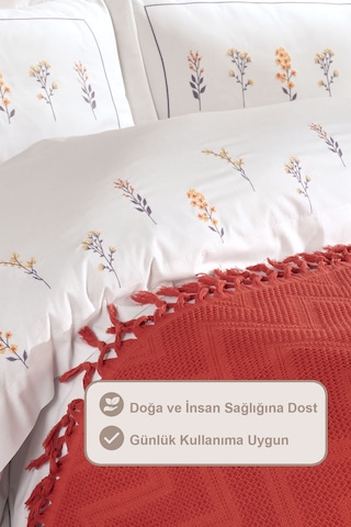 Elart Daisy Pike Yatak Örtüsü %100 Pamuk Püsküllü 220x240 Cm Tarçın