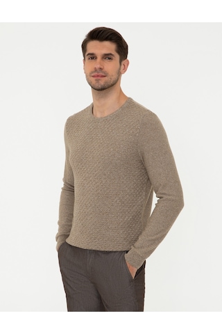 Pierre Cardin Erkek Camel Melanj Triko Kazak 50241395-vr122 Camel Melanj