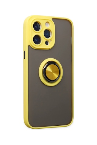 Gld-spt- Newface Apple Uyumlu iPhone 14 Pro Max Kılıf Montreal Yüzüklü Silikon Kapak - Sarı
