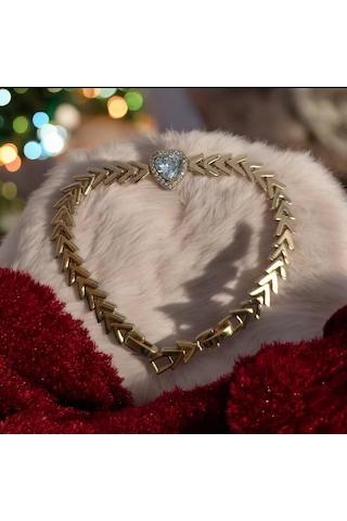 Altın İşçiliğinde Baget Kalpli Çelik Bileklik Altın