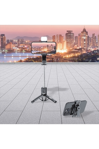 Go Des Gd-st67 Canlı Yayın Dolgu Işıklı Kumandalı 360 Derece Dönebilen Selfie Çubuğu Ve Tripod Siyah