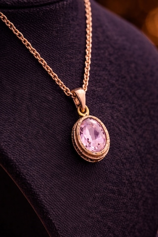 Kadın Bakır Kolye Doğal Açık Pembe Taşlı Minimal Model Kolye Diğer