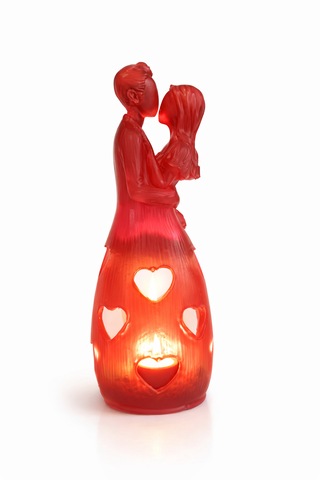 Romantik Çift Figürlü Epoksi Mumluk Kalp Detaylı Dekoratif Mum Lambası & Sevgili Hediyesi Alternatif Başlıklar Kırmızı