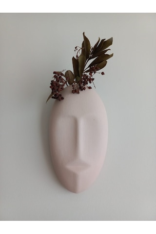 Dekoratif Mask Duvar Vazosu, Duvar Dekoru ,heykel Duvar Süsü, Bej