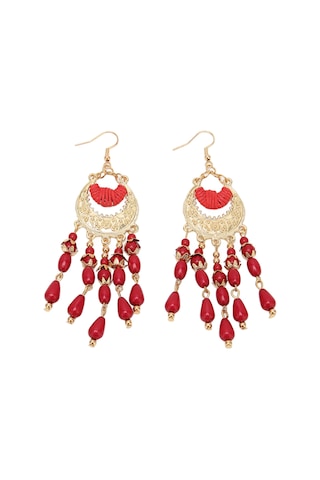 Tenfowee Kadınlar İçin Kırmızı Retro Stil Alüminyum Tassel Küpe, Hafif Ve Konforlu, Hediye Kutulu 2 Adet, Boho Vintage Dekoratif Kulaklıklar Diğer