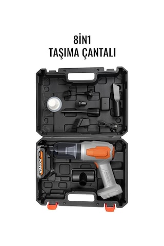 Miaxtreme 120w 20.000pa Güçlü Vakumlu 8in1 Araç Içi Üfleme+emme Süpürge 7.500mah Çıkarılabilir Batarya Süpürge