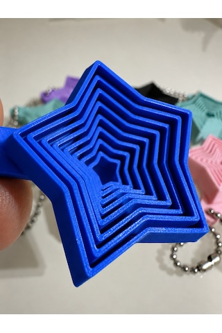 3d Baskı Yıldız Fidget Anahtarlık - Hareketli Gerginlik Oyuncağı Ve Çanta Aksesuarı-mavi