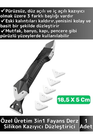 Premium Yüksek Kaliteli Kompakt 3in1 5 Silikon Başlıklı Fayans Derz Silikon Kazıyıcı Uygulayıcı