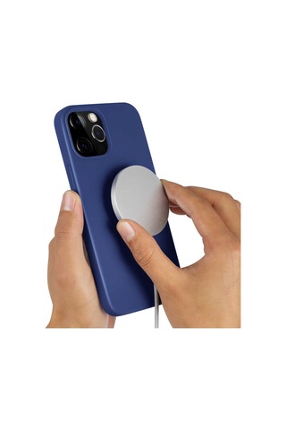 Apple Uyumlu iPhone 13 Pro Kılıf Zore Silksafe Wireless Kapak Mavi