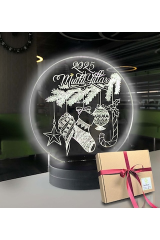 Yılbaşı Mutlu Yıllar 2025 3d Led Gece Lambası