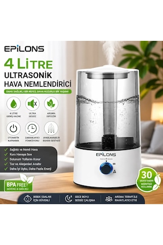 Rbh-04 Ultrasonik Hava Nemlendirici 4 Litre Buhar Makinesi Aroma Difüzörü - Otomatik Kapanma