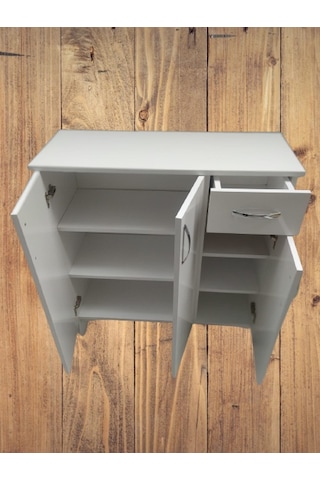 Ayakkabılık  Çok Amaç Model Parlak Beyaz Hard suntalem Demonte 5raf 1çekmece El Yapım Beyaz