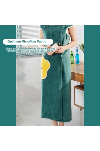 Hangfox Zeytin Yeşili M Lı Kumaş Banyo Rok Seti - Yumuşak Mercan Kuru, Suyu Hızlı Emici, Tüylenmeyen Cepli Giyilebilir Banyo Giysisi Yeşil