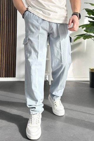 Edwox Erkek Baggy Kalıp Kargo Cepli Pantolon Açık Mavi Edw131