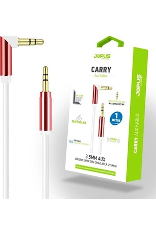 Jopus Aux Kablosu Universal Ja-06 Carry 3.5Mm 1 Metre Kirmizi