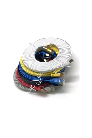 Teltree Ev Ve İş Yeri İçin 2-30 Metre Siyah Cat7 Tipi Tam Bakır Düz Giga Ethernet Ağ Kablosu Monitör/bilgisayar Uyumlu