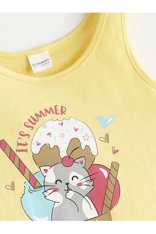 Lc Waikiki Sarı Baskılı Kız Çocuk Şortlu Pijama Takımı