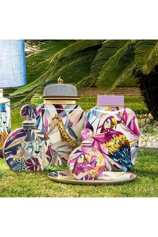 Savana Kavanoz Porselen 27x15x38 Cm Renkli