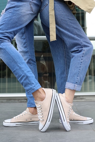 N Moda Unisex Keten Ayakkabı Spor Ayakkabı Günlük Sneakers Kısa Krem