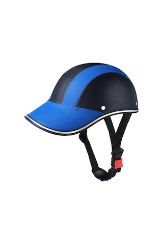 Beyzbol Kask Retro Binicilik Kask Ördek Kapak Elektrikli Araba Kask-mavi Siyah Parlak Mavi - Siyah