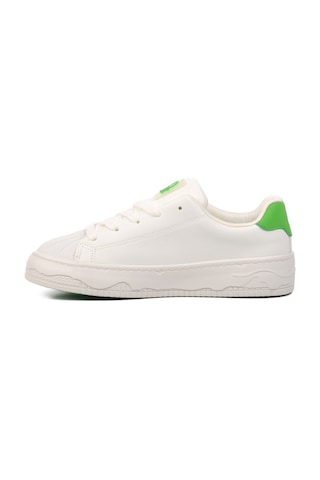 United Colors Of Benetton Beyaz Yeşil Bağcıklı Kadın Sneaker Bnı-10102 Z Beyaz - Yeşil