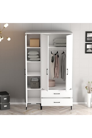 Variant Kumsal 3 Kapılı Pt Gardrop - Beyaz / Beyaz